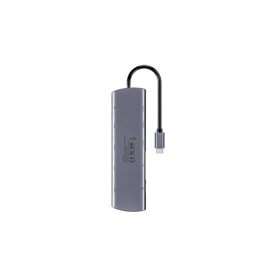 Hub USB-C 11w1 z obsługą dwóch monitorów 4K@30Hz RJ45 PD 100 W SD i microSD Unitek D1113BGY01
