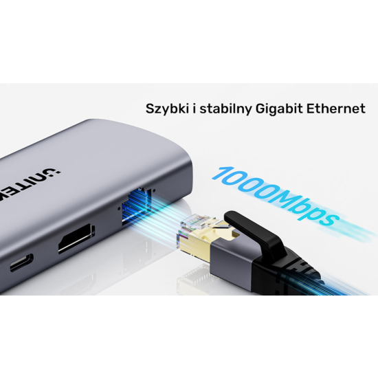 Hub USB-C -> USB 3.1 x3 Gigabit PD 100W HDMI Unitek D1113CGY01