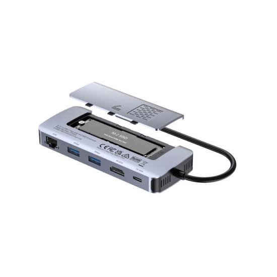 Hub USB-C -> USB 3.2 x2 USB-C HDMI RJ45 slot M.2 NVMe Unitek D1120A01