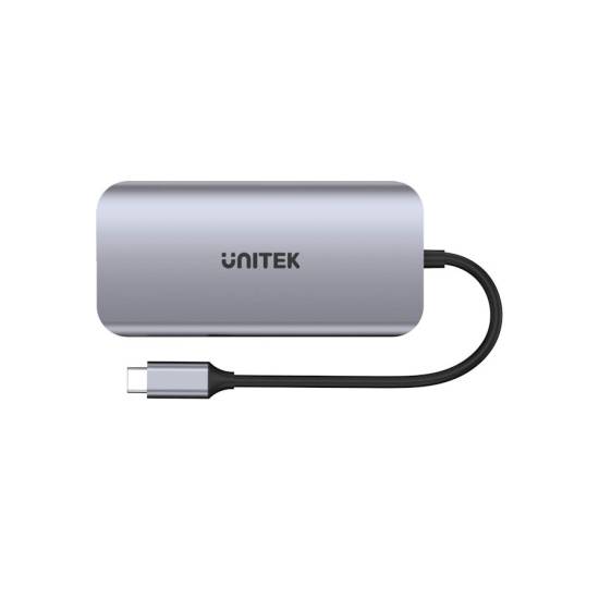 Hub USB-C -> USB 3.2 x2 HDMI x2 RJ45 czytnik SD microSD Unitek D1122A01