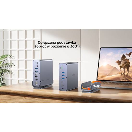 Stacja dokująca USB-C HDMI x2 DP x1 RJ45 PD 100W 10Gbps 4K Unitek D1135AGY01