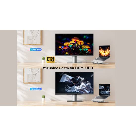 Podstawka pod laptop składana regulowana USB-C HDMI PD 90W micro SD/SD Unitek D1137AGY01