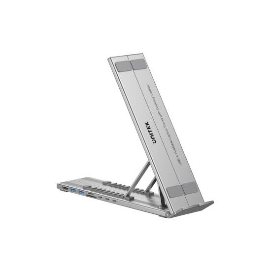 Podstawka pod laptop składana regulowana USB-C HDMI PD 90W micro SD/SD Unitek D1137AGY01