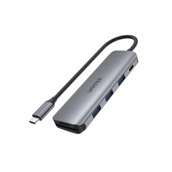 Hub USB C -> USB 3.1 x3 USB-C PD 100W SD/microSD Unitek H1107C
