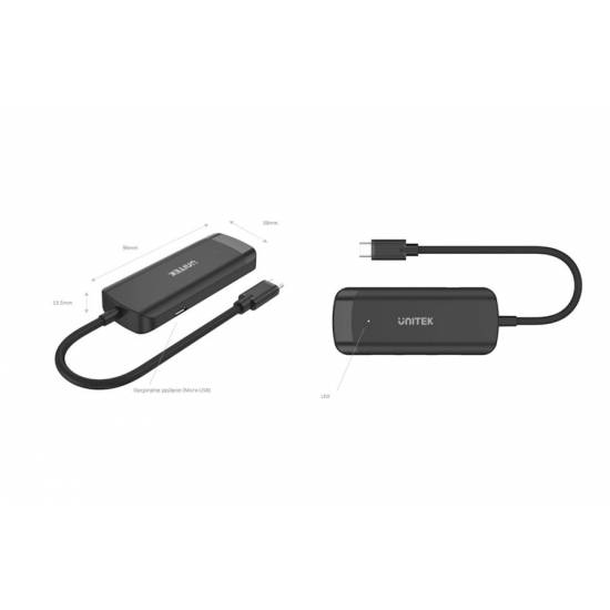 Hub USB-C -> USB x3 HDMI 4K Unitek H1110B