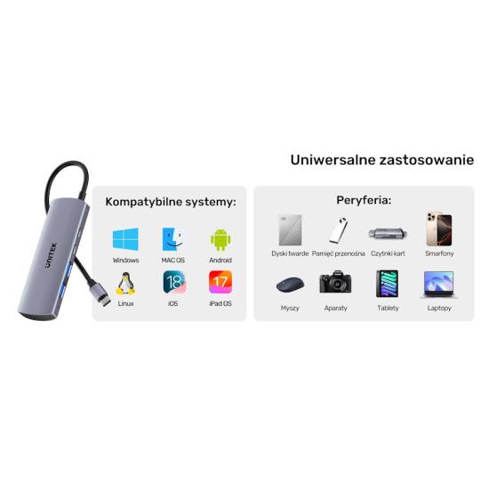 Hub USB-C -> USB 3.2 x2 USB-C x2 Unitek H1112DGY01
