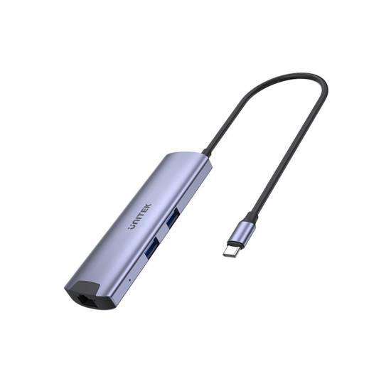 Hub USB-C -> USB 3.0 x2 USB-C x2 HDMI 4K@30Hz RJ45 PD 100W Unitek H1112F