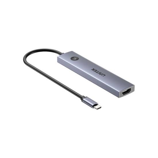 Hub USB-C -> USB-A x2 USB-C x2 PD 100W SD/microSD HDMI ON/OFF Unitek H1124AGY01