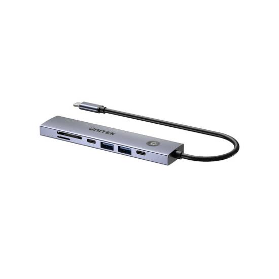 Hub USB-C -> USB-A x2 USB-C x2 PD 100W SD/microSD HDMI ON/OFF Unitek H1124AGY01