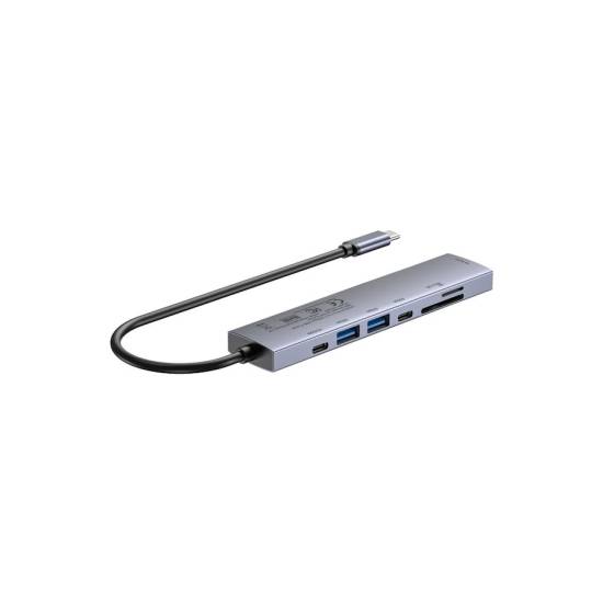 Hub USB-C -> USB-A x2 USB-C x2 PD 100W SD/microSD HDMI ON/OFF Unitek H1124AGY01
