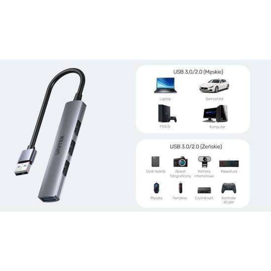 Hub USB 3.0 x1 + USB 2.0 x3 Unitek H1208A