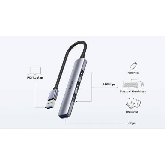 Hub USB 3.0 x1 + USB 2.0 x3 Unitek H1208A
