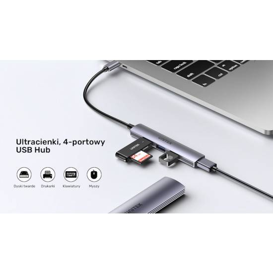 Hub USB-C -> USB 3.0 x1 + USB 2.0 x3 Unitek H1208B
