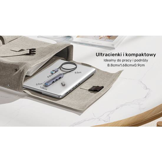 Hub USB 3.0 x1 + USB 2.0 x3 Unitek H1208CGY01 kabel 0,8m