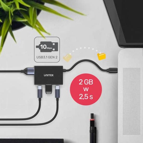 Hub USB-C -> USB-A x2 USB-C x2 Unitek H1302A