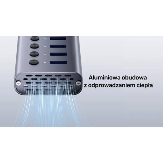 Hub USB-A 3.0 x7 z wyłącznikami portów 5Gbps Unitek H1314A01-EU