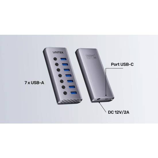 Hub USB-A 3.0 x7 z wyłącznikami portów 5Gbps Unitek H1314A01-EU