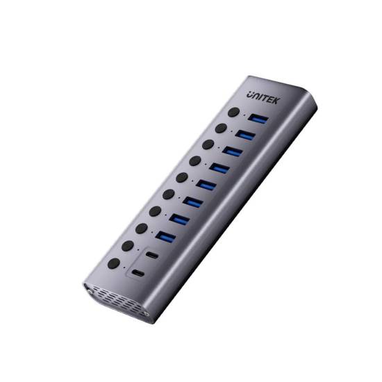 Hub USB-A 3.0 x8 USB-C x2 z wyłącznikami portów 5Gbps Unitek H1315B01-EU