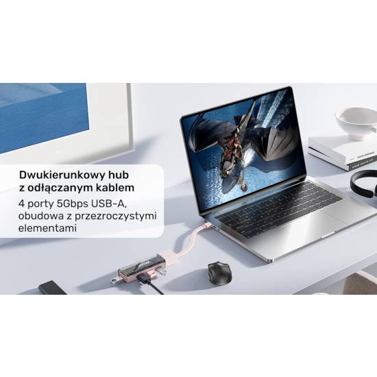 Hub USB-C/A -> USB 3.0 A x4 dwukierunkowy Unitek H1319AWH01 biały