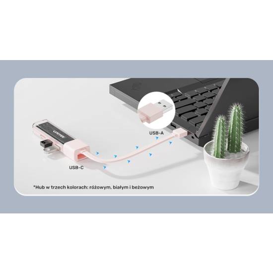 Hub USB-C/A -> USB 3.0 A x4 dwukierunkowy Unitek H1319AWH01 biały