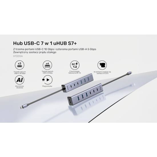 Hub USB-C -> USB-A x4 USB-C x3 10Gbps Unitek H1335AGY01-EU