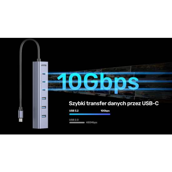 Hub USB-C -> USB-A x4 USB-C x3 10Gbps Unitek H1335AGY01-EU