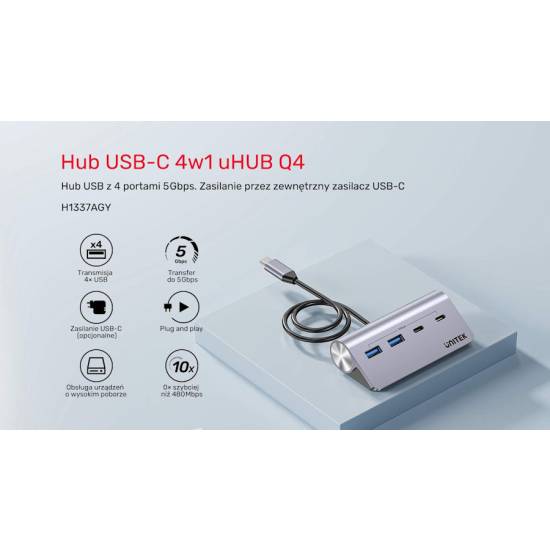 Hub USB-C -> USB 3.1 x2 USB-C x2 Unitek H1337AGY01