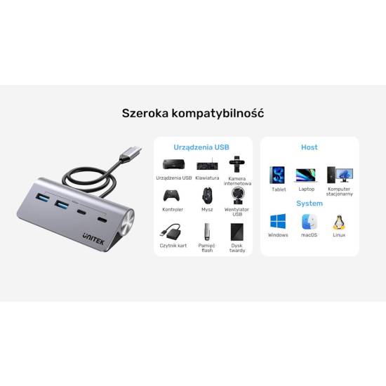Hub USB-C -> USB 3.1 x2 USB-C x2 Unitek H1337AGY01
