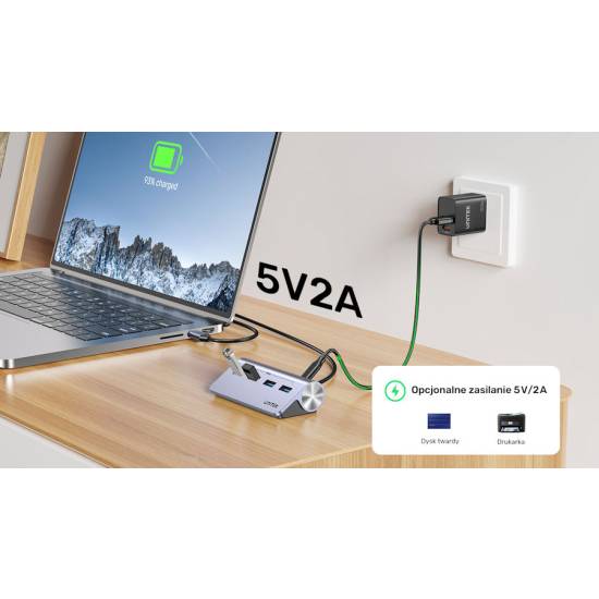 Hub USB-C -> USB 3.0 x4 5Gbps Unitek H1337BGY01