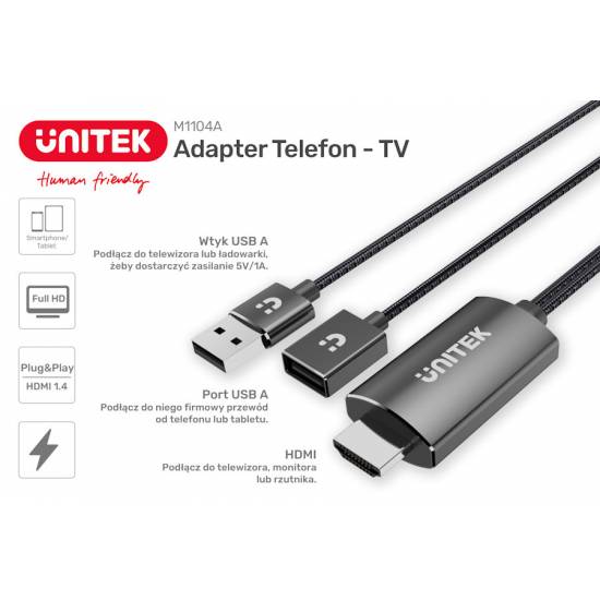 Kabel USB -> HDMI telefon - TV 1m Unitek M1104A