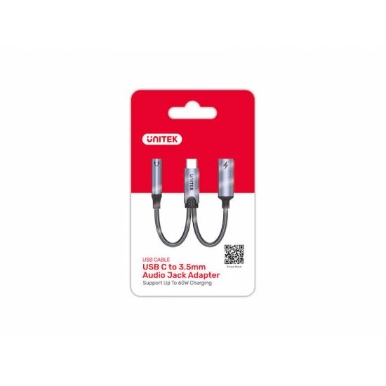 Adapter USB-C -> mini jack i Typ-C 60W Unitek M205A