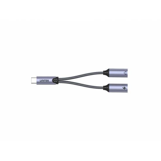 Adapter USB-C -> 2 x USB-C audio i zasilanie 18W Unitek M206A