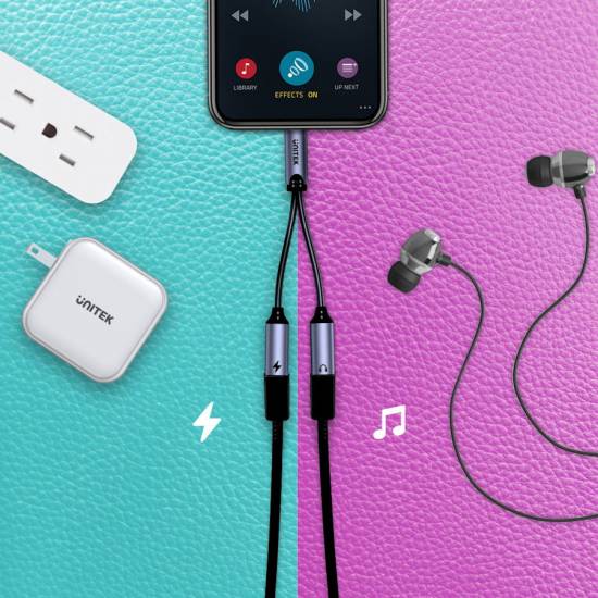 Adapter USB-C -> 2 x USB-C audio i zasilanie 18W Unitek M206A