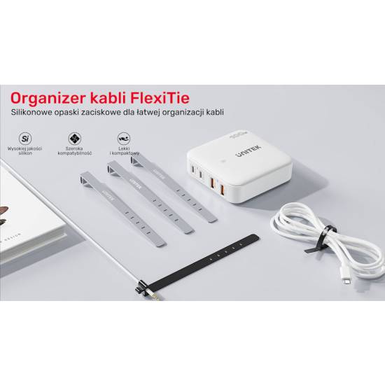 Opaski silikonowe szare/czarne Unitek OT1095A03 zestaw 5szt