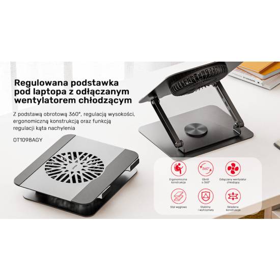 Podstawka pod notebooka 8'-17,3'' regulowana obrotowa 360° Unitek OT1098AGY01