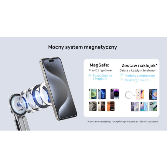 Podstawka pod telefon/tablet/laptop z funkcją statywu magnetyczny Mag-Fold Unitek OT1121AGY01