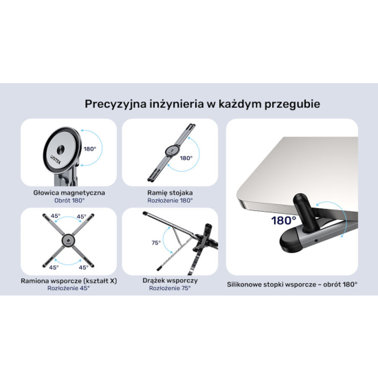 Podstawka pod telefon/tablet/laptop z funkcją statywu magnetyczny Mag-Fold Unitek OT1121AGY01
