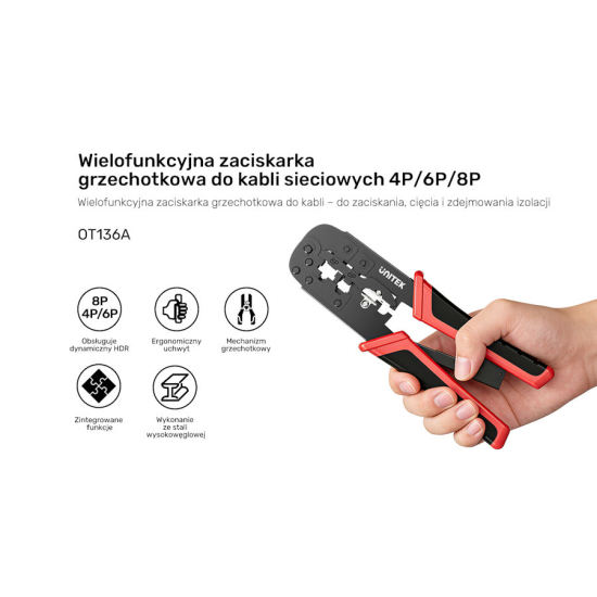 Zaciskarka RJ45/RJ12/RJ11 Unitek OT136ARD01