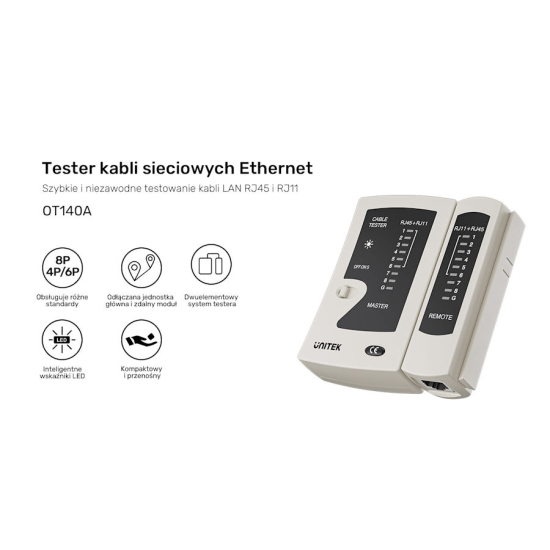 Tester kabli RJ45/RJ11 Unitek OT140AGY01