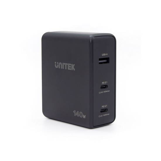 Ładowarka sieciowa GaN USB A, 2x USB-C PD 140W QC3.0 Unitek P1115A