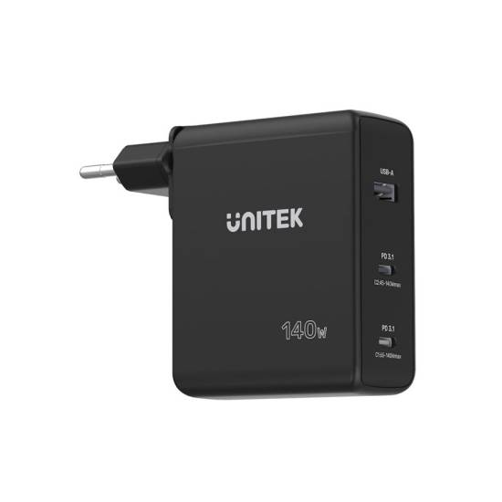Ładowarka sieciowa GaN USB A, 2x USB-C PD 140W QC3.0 Unitek P1115A