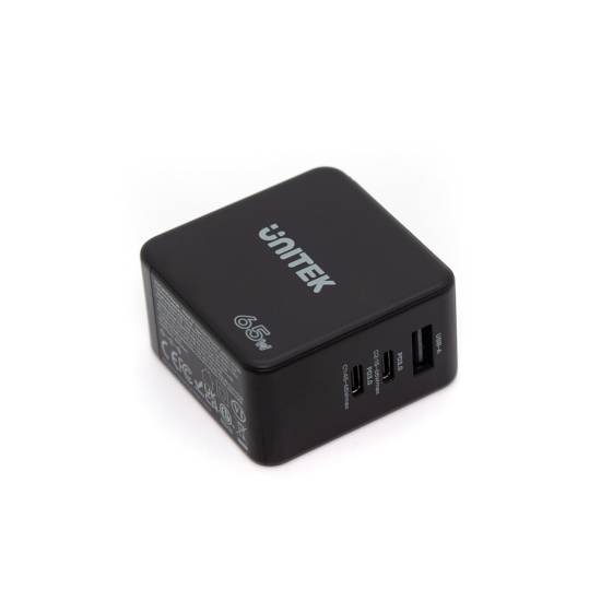 Ładowarka sieciowa GaN USB-A, 2x USB-C PD 65W QC3.0 Unitek P1117B