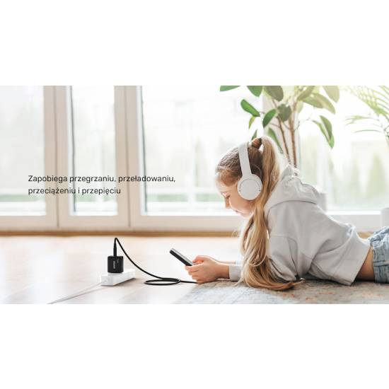 Ładowarka sieciowa GaN USB-C + USB-A PD 35W Unitek P1119A czarna