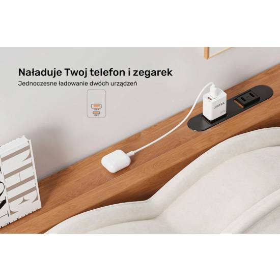 Ładowarka sieciowa USB-C + USB-A PD QC PC 3.0 20W Unitek P1124AWH01-EU biała