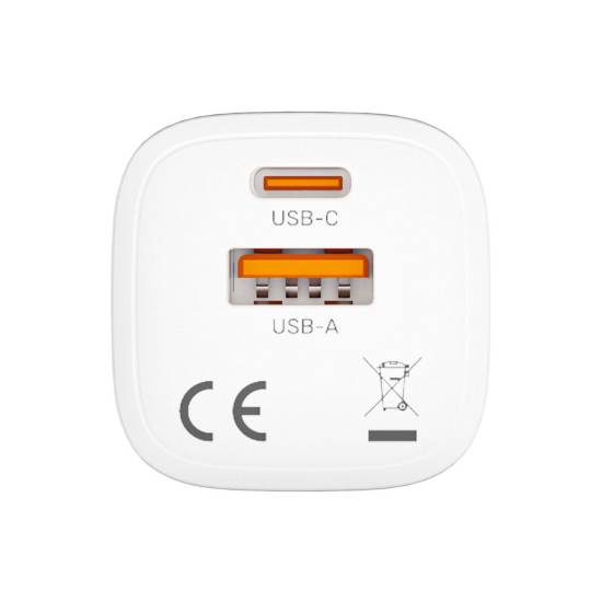 Ładowarka sieciowa GaN USB-C + USB-A PD QC3.0 33W Unitek P1125AWH01-EU biała