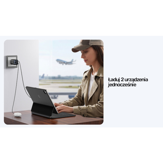 Ładowarka sieciowa GaN USB-A USB-C PD 20W PD 3.0 Unitek P1128ABK01-EU