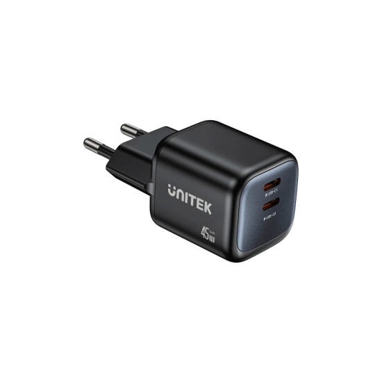 Ładowarka sieciowa GaN USB-A 2x USB-C PD 45W PD 3.0 QC Unitek P1129ABK01-EU
