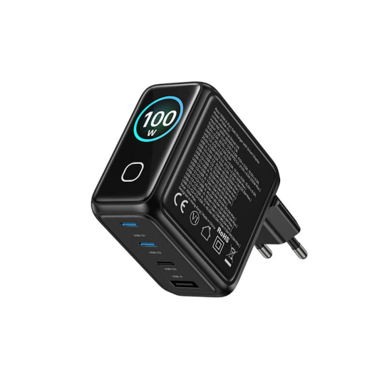 Ładowarka sieciowa GaN USB-A USB-C x3 PD 100W z wyświetlaczem Unitek P1131ABK01-EU