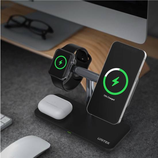 Ładowarka magnetyczna 3w1 iPhone 15W Unitek P1212A