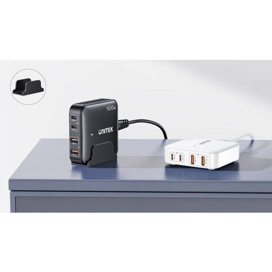 Ładowarka sieciowa GaN USB-A x2, USB-C x2 PD 100W Unitek P1229ABK01-EU czarna